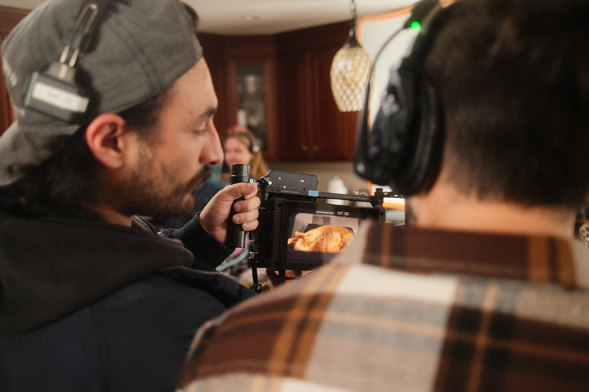 on-set brainstorming session with crew